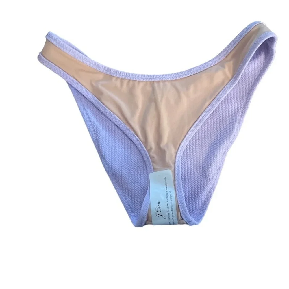 J.Crew‎ Textured High Leg Bikini Bottom Lavender Purple BC050 L